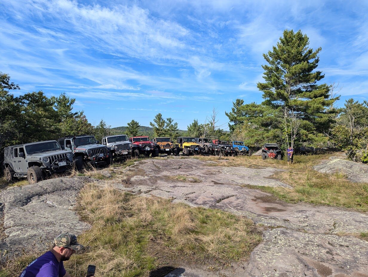 Rigs gathered at the Minden Off-Road Park staging area